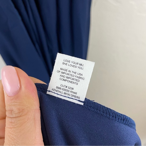 Show Me Your MuMu Size XXS Navy Blue Kendall Sleeveless Chiffon Full Maxi Dress - Picture 7 of 7